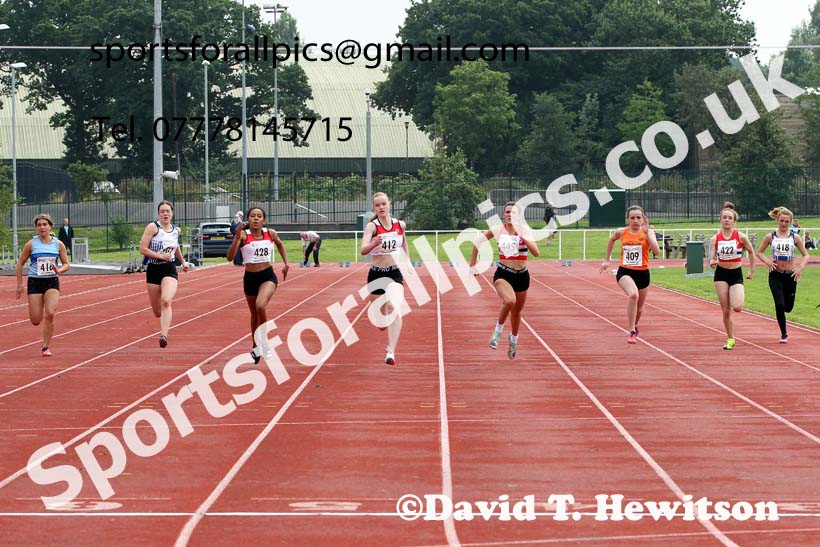 Women and Girls 100 metres, 2021 North Eastern Track and Field Champs., Middesbrough. Photo: David T. Hewitson/Sports for All Pics